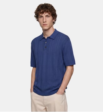 Polo Tolico maille pointelle coton - Galeries Lafayette - Bleu roi