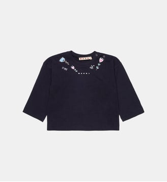 T-shirt manches longues avec logo - Marni - Bleu foncé