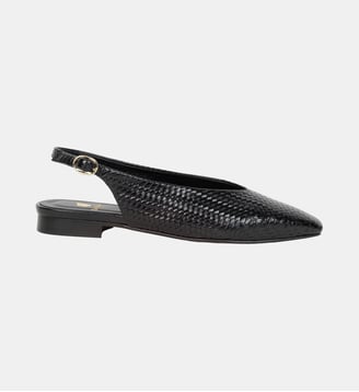 Slingbacks Plates Anouk Cuir - Bobbies - Noir tressé