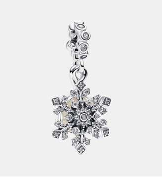 Charm Pendant Double Flocon de Neige Opalescent - Pandora - Argenté