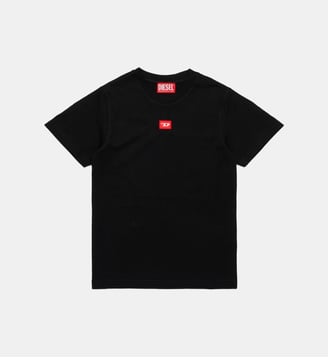 T-shirt en jersey avec écusson "D" rouge - Diesel Kids - Noir