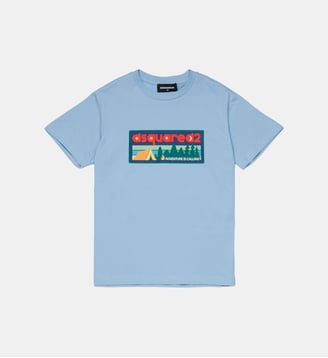 T-shirt avec logo sur la poitrine - Dsquared2 - Brouillard bleu