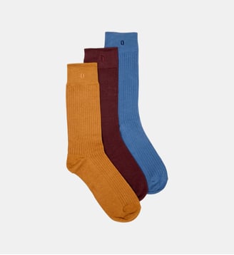 Pack de 3 Chaussettes - Odaje - Bleu moutarde bordeaux