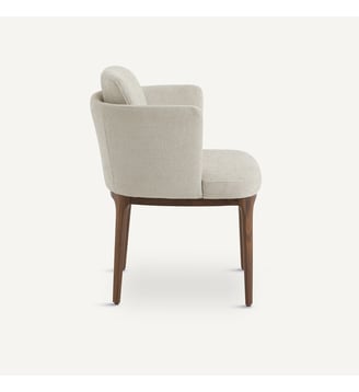 Fauteuil de table pied noyer et tissu natté Jabote - AM.PM - Ficelle