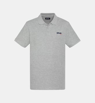 Polo azur en coton piqué - Schott - Gris clair