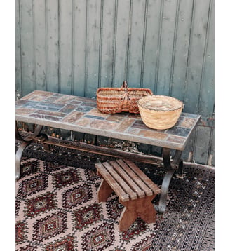 Table basse carrelée Pénélope N°31- Produit chiné - Debongout - Marron