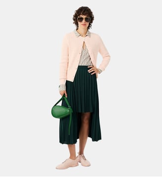Cardigan maille torsadée rayures - Lacoste - Rose