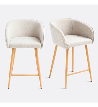 Lot de 2 fauteuils de bar H64 cm - La Redoute Interieurs - Beige chiné