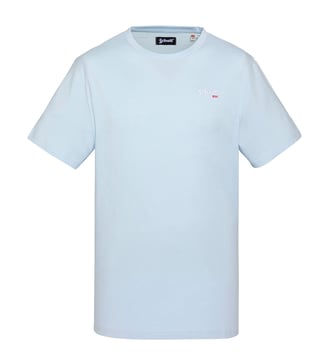 T-shirt brodé gris chiné - Schott - Bleu ciel