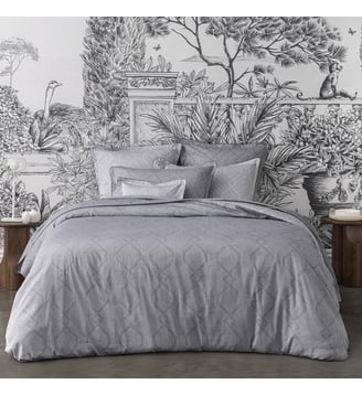 Housse de couette imprimée en jacquard de coton bio, RIVOLI - Alexandre Turpault - Bleu
