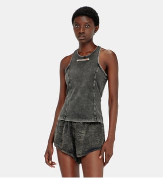 Débardeur en coton à effet traité - Diesel - Gris foncé
