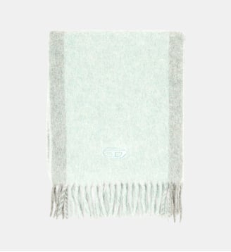 Écharpe en mélange de laine avec rayures contrastées - Diesel - Vert d'eau