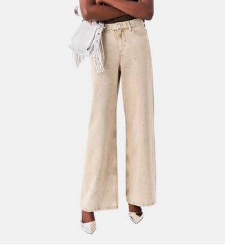 Jean large strassé - Maje - Beige