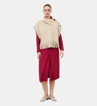 Poncho hofrany - Motif uni - Caroll - Crème