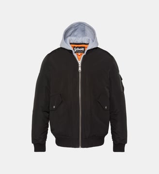 Bomber à capuche moletton - Schott - Noir