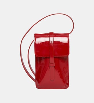 Smartphone Bag Léonore cuir glacé vert - Ines de la Fressange Paris - Rouge