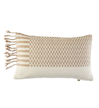 housse de coussin  Tissage de coton bicolore - Madura - Ivoire et sépia
