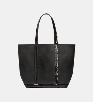 Cabas M Zippé En Cuir Lisse - Vanessa Bruno - Noir et blanc