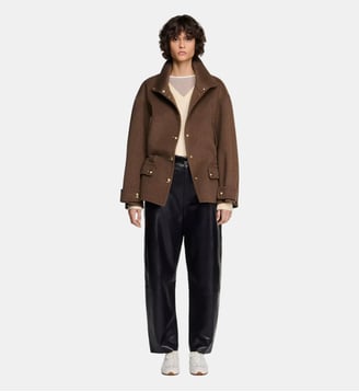 Manteau double face à col montant - Sandro - Kaki
