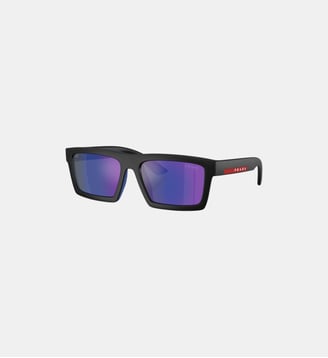 Lunettes de soleil Rectangulaire PS A07S - Prada Linea Rossa - Noir mat