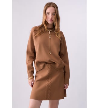 Maille boxy avec détails tressés - Liu Jo - Camel