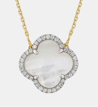 Collier, nacre blanche, diamants, or jaune - Morganne Bello - Blanc