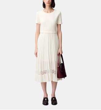 Robe mi longue Teli plissée - Claudie Pierlot - Écru