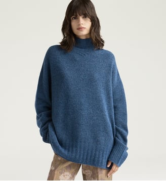 Tricot corgis en laine effet sweat-shirt - Momonì - Bleu