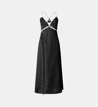Robe longue avec insertions en dentelle - Pinko - Noir et crème