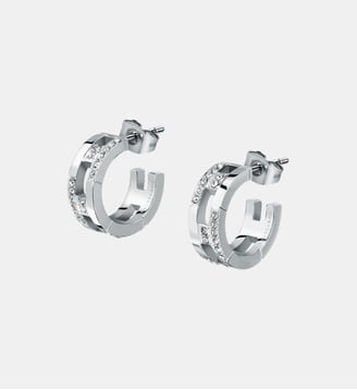 Boucles D'Oreilles en acier,cristaux, T-LOGO - Trussardi - Argent