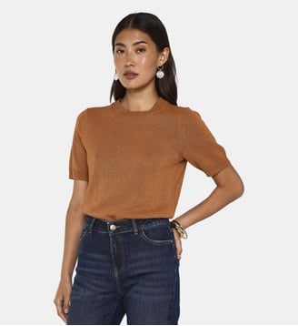 Top En Maille Cotelée Amanda - Maison 123 - Ocre