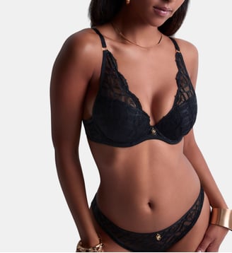 Soutien gorge Plunge foulard - Aubade - Noir