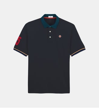 Polo manches courtes en jersey de coton 15 manche - Serge Blanco - Bleu marine