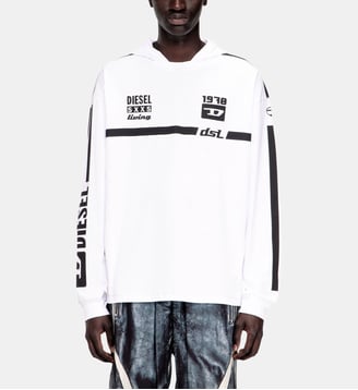 Sweat à capuche T-shirt avec graphismes contrastés - Diesel - Blanc