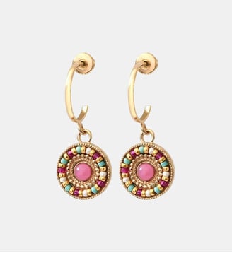 Boucles d'oreilles tiges percées   - Claudia - Satellite - Nacre rose