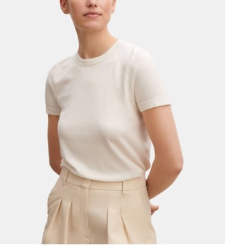 T-shirt droit en coton et cachemire - Bompard - Camel