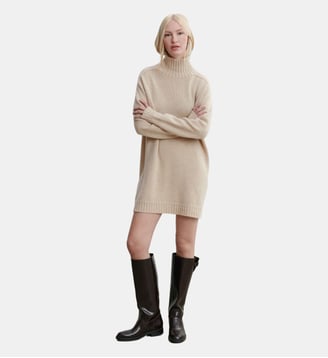 Robe pull courte en cachemire - Bompard - Avoine