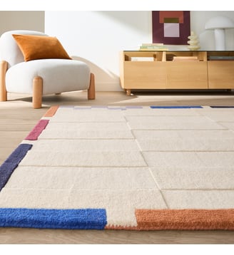 Tapis en laine - La Redoute Interieurs - Écru et bleu