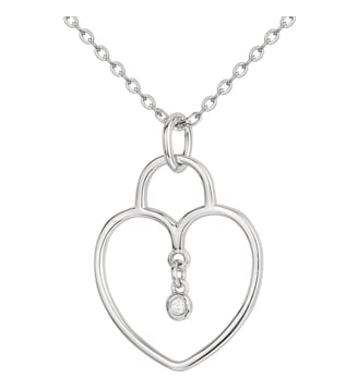 Collier Grand Lucchetto en Argent avec diamant blanc - La Garçonne Diamant - Argent