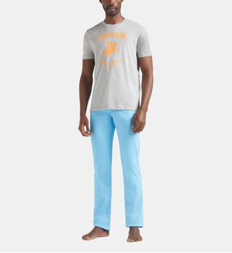 T-shirt contrasté en coton logo en gomme - Vilebrequin - Gris chine