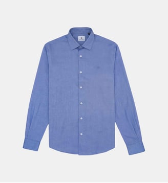 Chemise manches longues en coton - Serge Blanco - Bleu