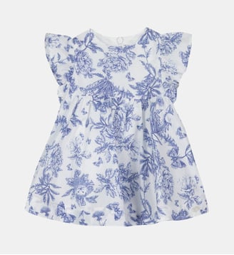 Robe -  coton imprimé inspiration toile de jouy - Tartine Et Chocolat - Bleu