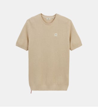 Pull manches courtes col rond coton Milazzo - Serge Blanco - Beige