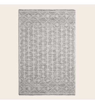 Tapis de sol SOLVIG  Tissage bicolore en laine et coton - Madura - Ivoire et noir