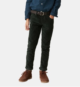 Slim en velours - Cyrillus - Vert fonce uni
