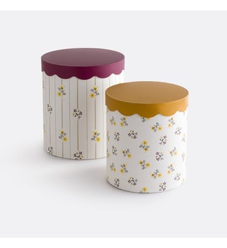 Lot de 2 boîtes gigognes rondes à couvercle - La Redoute Interieurs - Imprimé multicolore