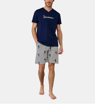 Pyjashort en jersey de coton léger - Randormeur - Arthur - Marine