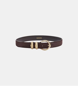 Ceinture en cuir suède - Sandro - Marron