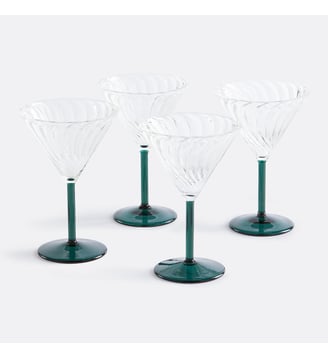 Lot de 4 verres à pied, verre borosilicate - La Redoute Interieurs - Bleu vert