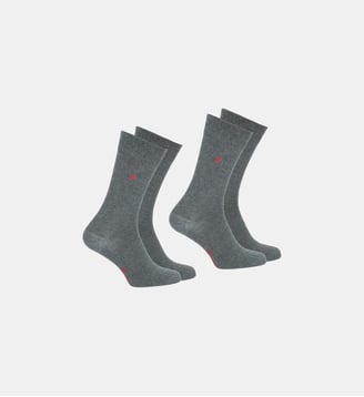 Chaussettes mi-hautes, lot de 2 paires, coton peigné ESSENTIELS - Eminence - Anthracite